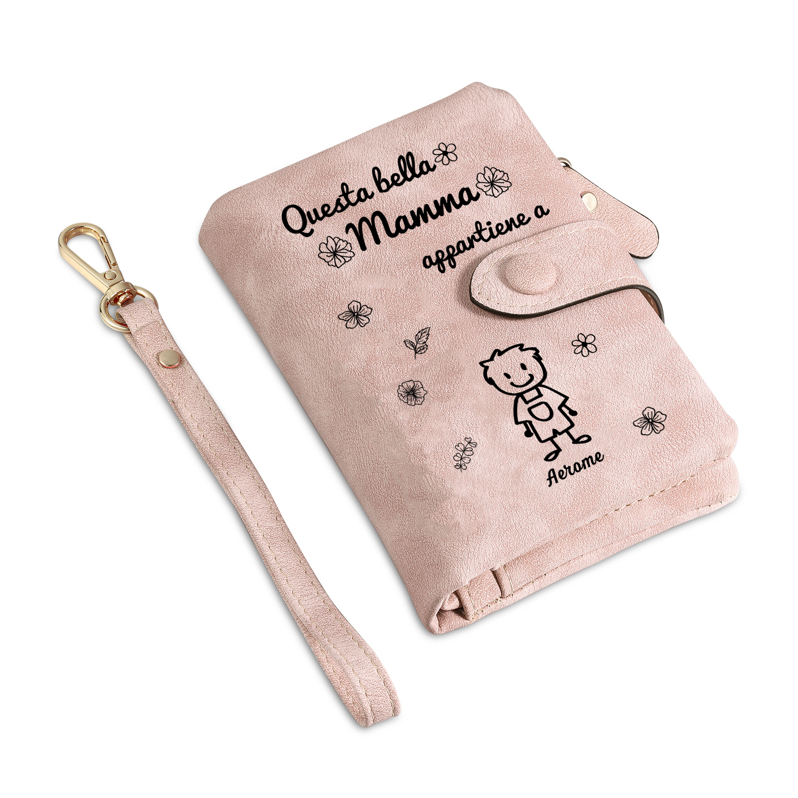 “Questa bella Mamma appartiene a” - 1 Nome e Personaggio - Portafoglio personalizzato - Regalo Pratico per Mamma