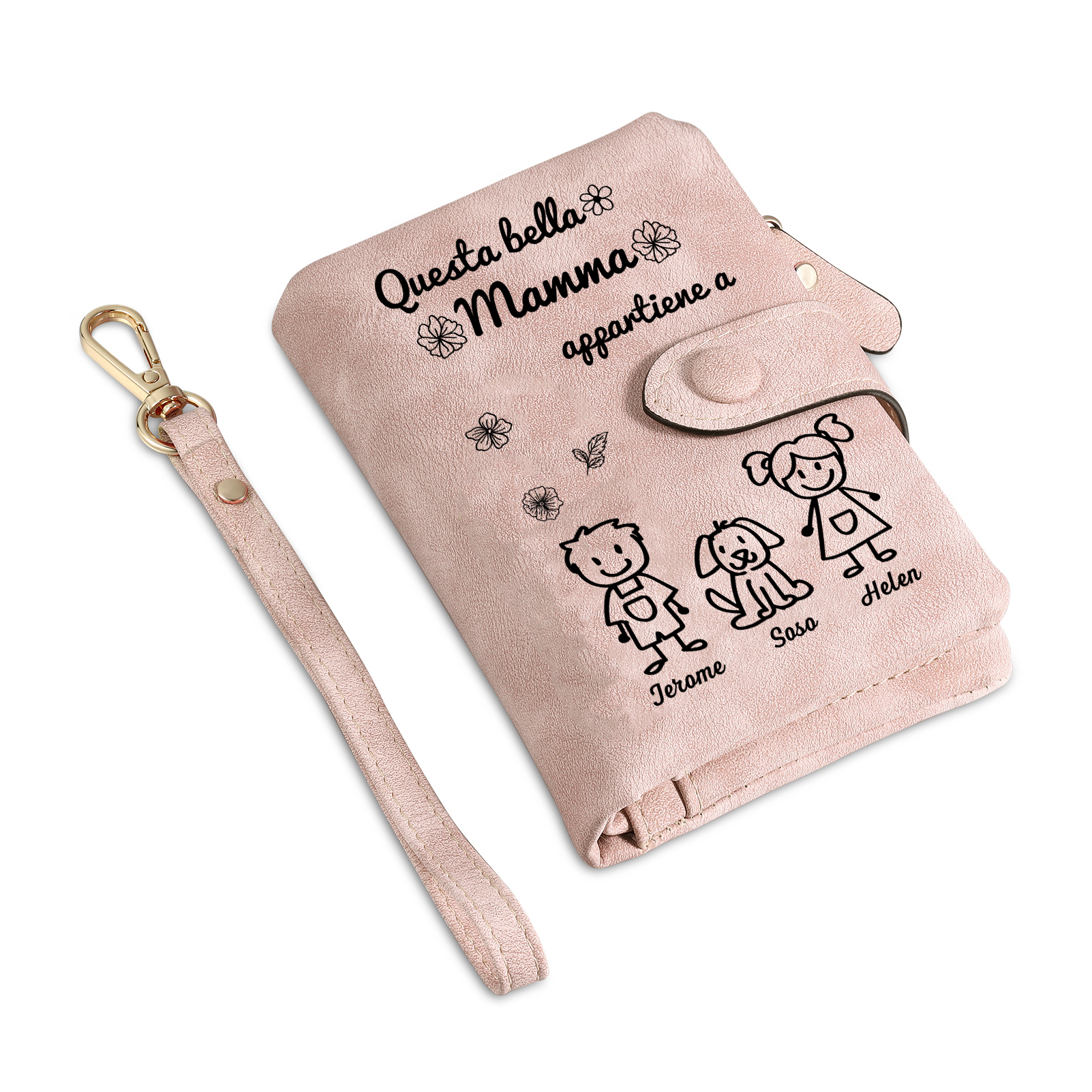 “Questa bella Mamma appartiene a” - 3 Nomi e Personaggio - Portafoglio personalizzato - Regalo Pratico per Mamma