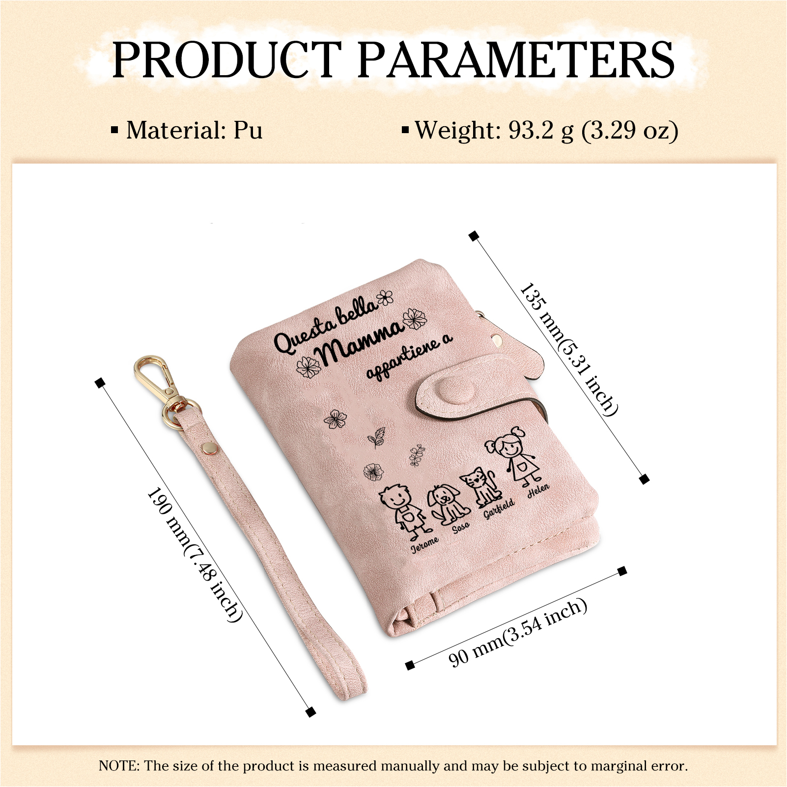 “Questa bella Mamma appartiene a” - 4 Nomi e Personaggio - Portafoglio personalizzato - Regalo Pratico per Mamma