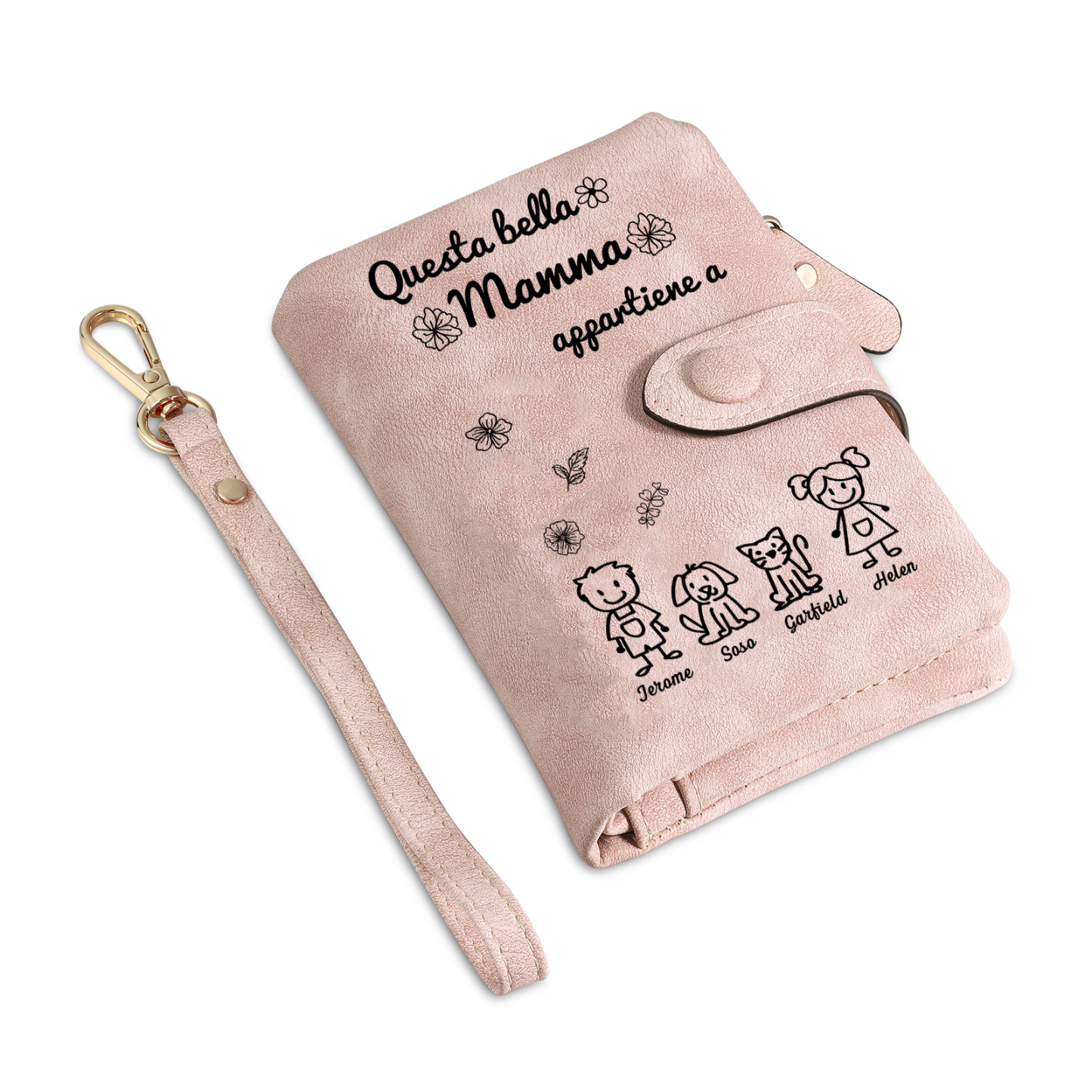 “Questa bella Mamma appartiene a” - 4 Nomi e Personaggio - Portafoglio personalizzato - Regalo Pratico per Mamma