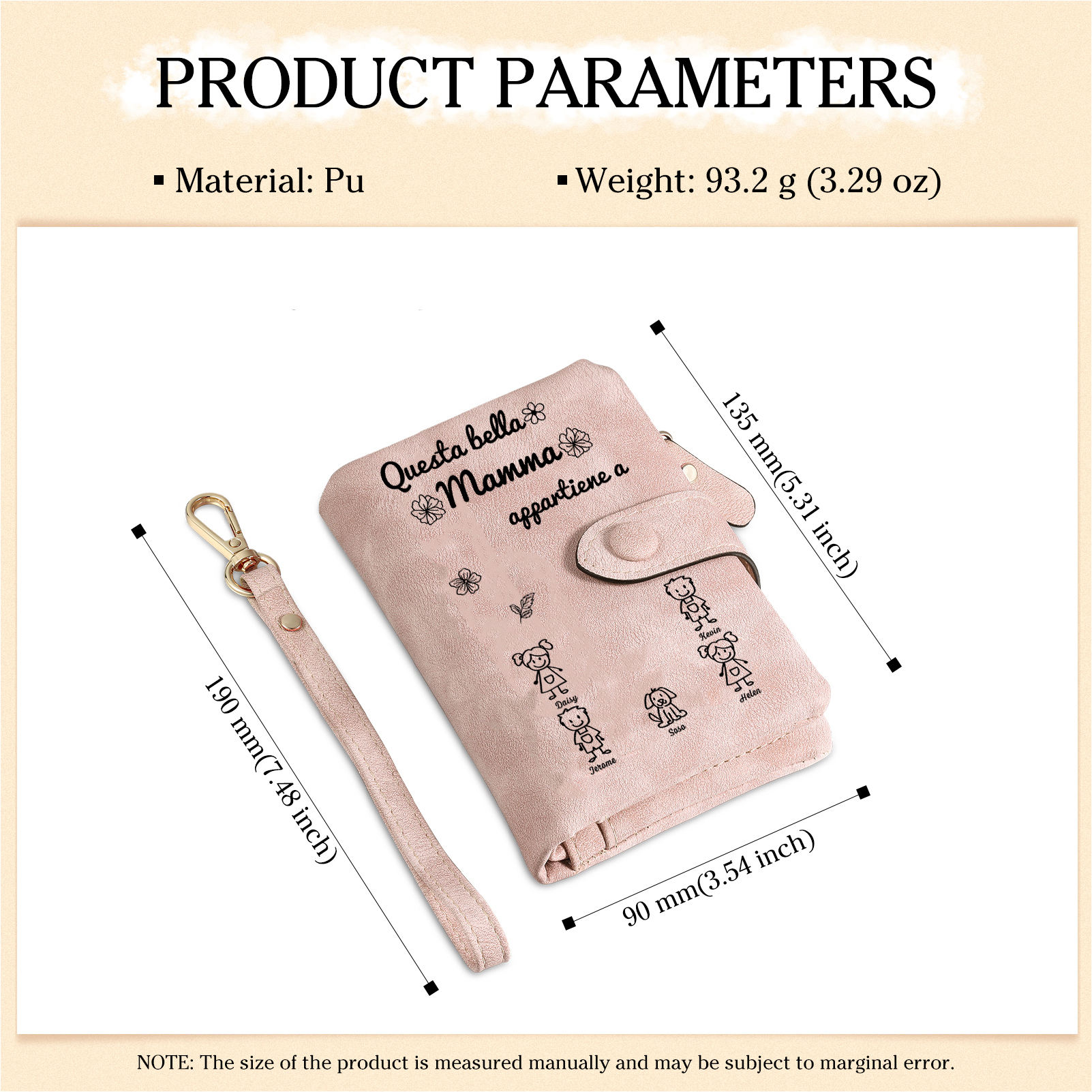 “Questa bella Mamma appartiene a” - 5 Nomi e Personaggio - Portafoglio personalizzato - Regalo Pratico per Mamma