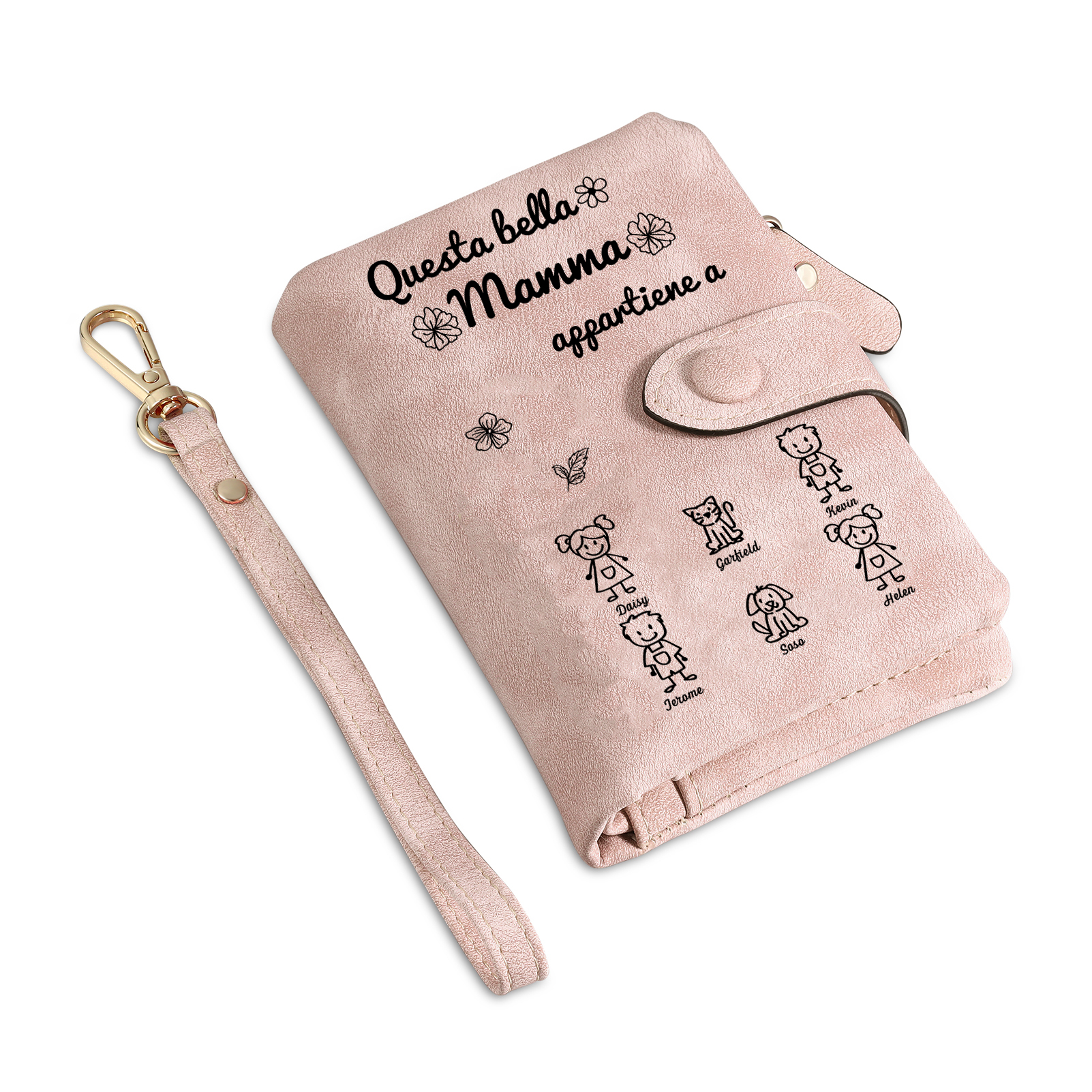 “Questa bella Mamma appartiene a” - 6 Nomi e Personaggio - Portafoglio personalizzato - Regalo Pratico per Mamma