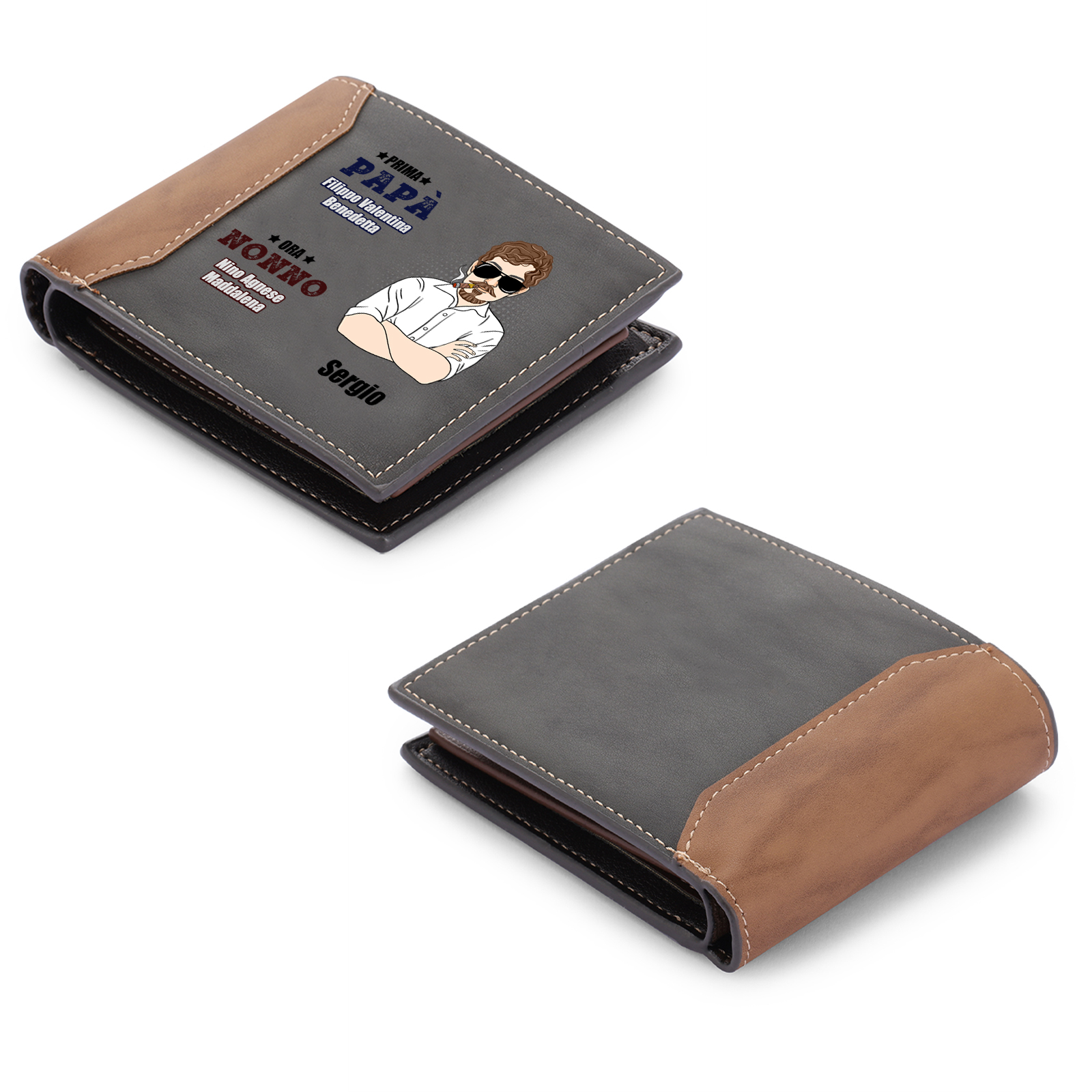 Portafoglio Bifold Personalizzato in Pelle PU per Papà e Nonno