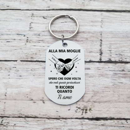 Portachiavi mano nella mano personalizzato con nomi per donna moglie