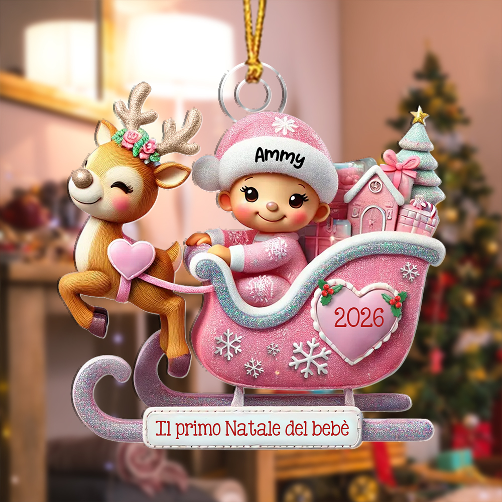 Decorazione personalizzata per albero di Natale a forma di slitta - Primo Natale del bebè