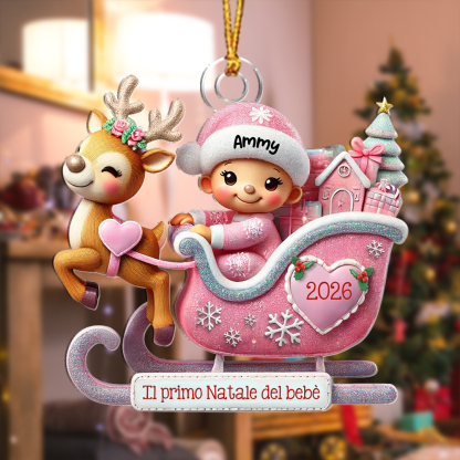 Decorazione personalizzata per albero di Natale a forma di slitta - Primo Natale del bebè