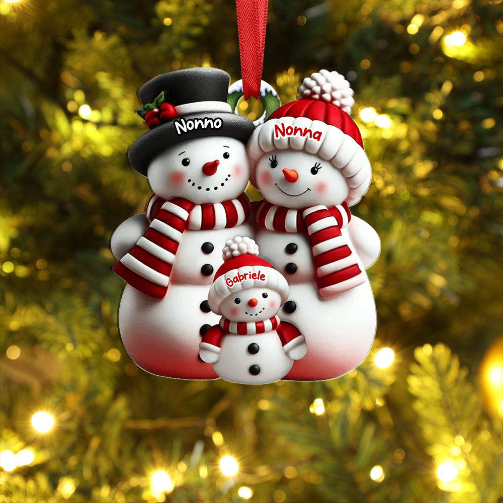 Decorazione per albero di Natale personalizzata con famiglia di pupazzi di neve