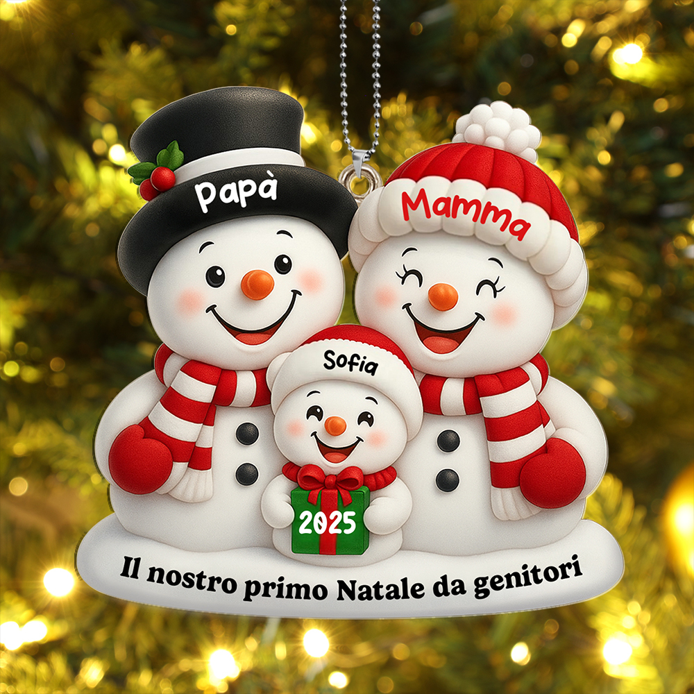 Decorazione di Natale personalizzata Famiglia di pupazzi di neve Primo Natale
