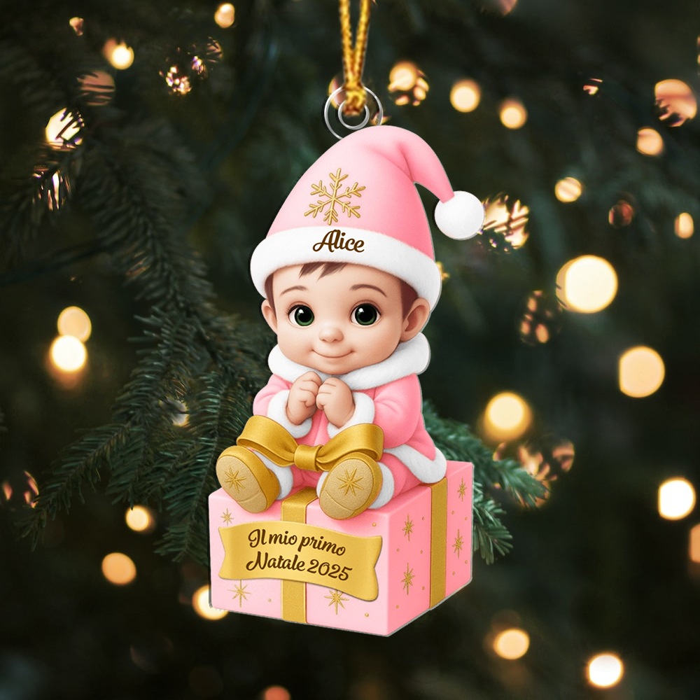 Decorazione natalizia personalizzata per il bebè con nome e anno, primo Natale del bebè, regalo per la nascita e il battesimo per genitori e nonni | Kettenmachen