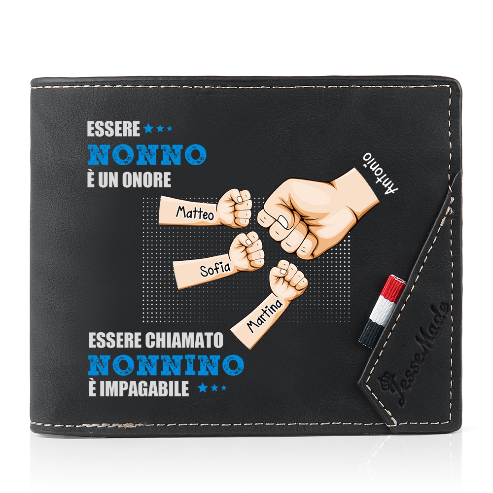 Portafoglio nero personalizzabile - Pugni per papà/nonno