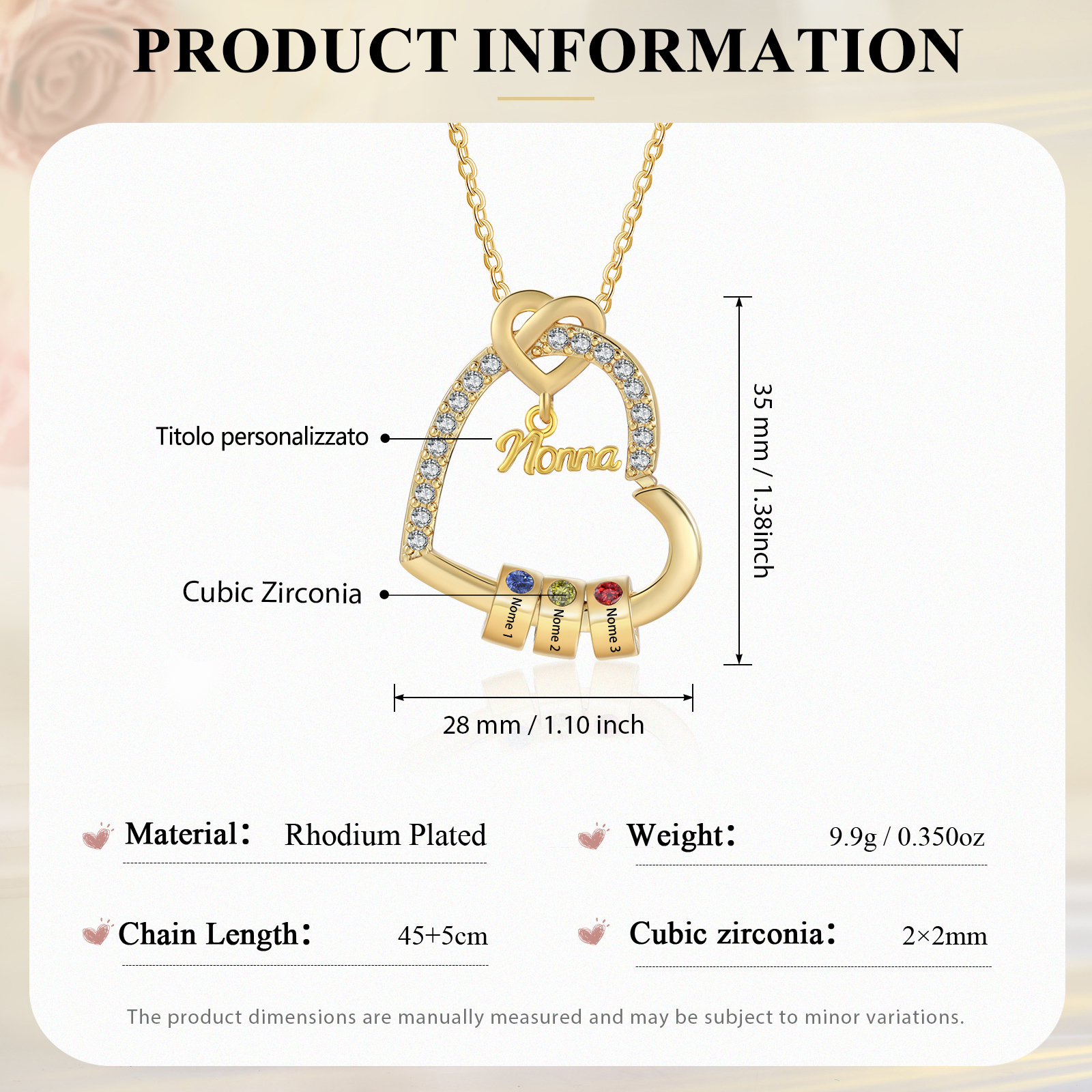 Collana personalizzata per la nonna con cuori