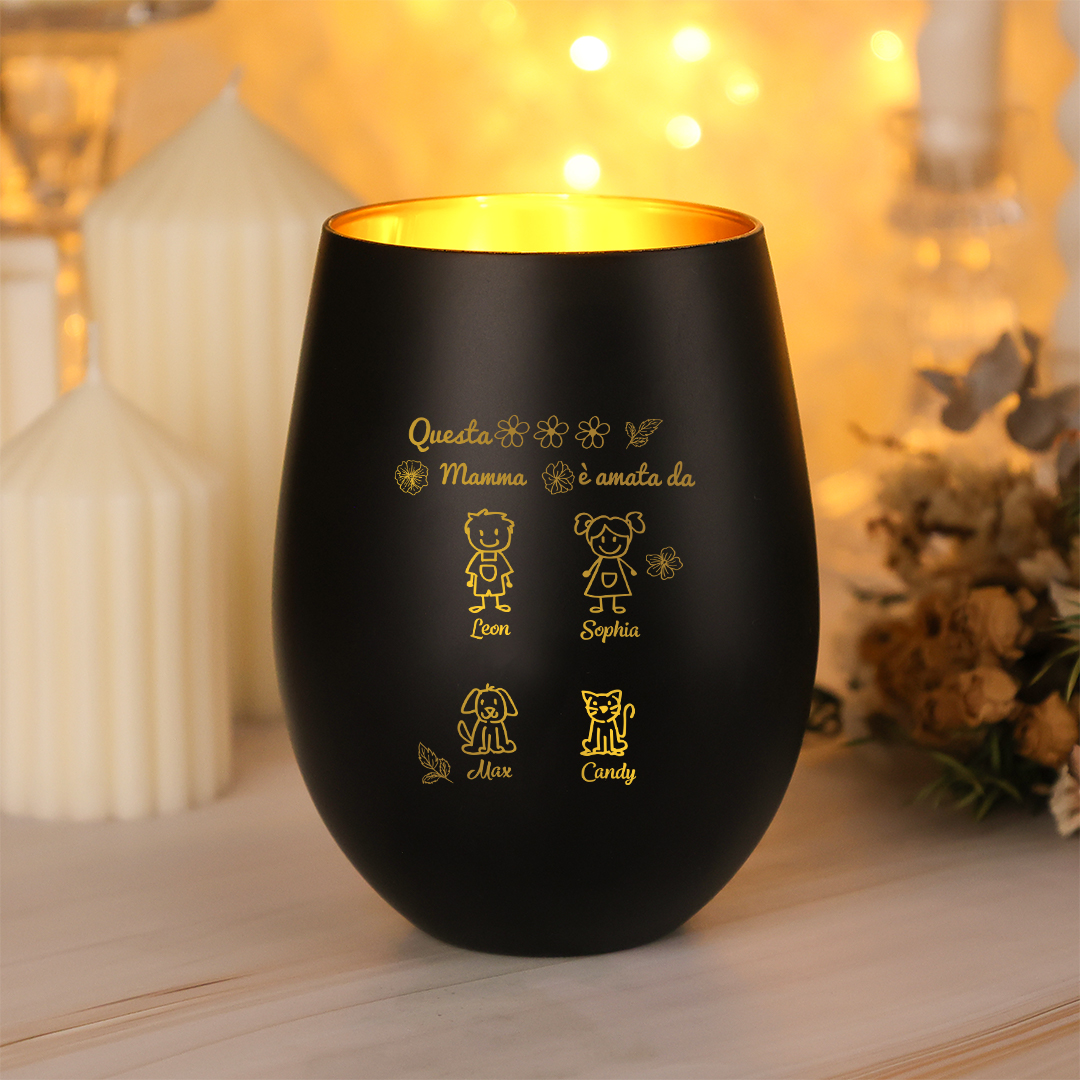 Candela personalizzabile “Questa mamma è amata” regalo per la Festa della Mamma e per il compleanno da parte dei bambini Jessemade