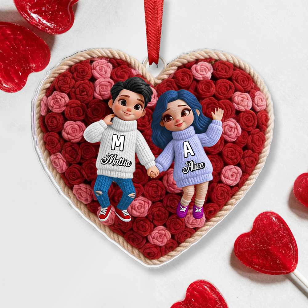 Portachiavi o Pendente a Cuore Personalizzato con Coppia e Nomi – Regalo Simbolico per Innamorati