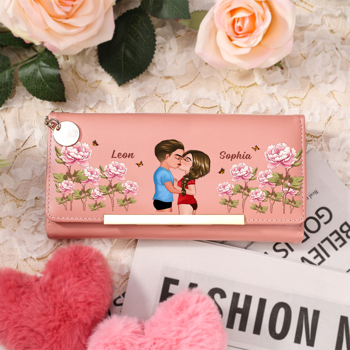 Portafoglio da donna personalizzato con foto, portafoglio romantico, regalo di compleanno per lei per portare l’amore con sé ogni giorno | Jessemade