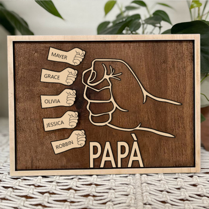 Targa di legno pugno a pugno 5 nomi personalizzabile regalo per papà