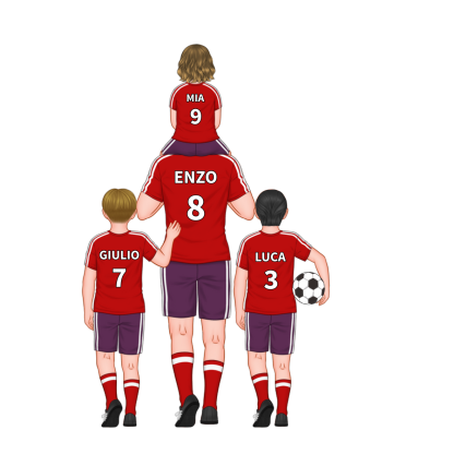 Decorazione acrilica da calcio una famiglia in maglia a forma di cuore personalizzato per famiglia