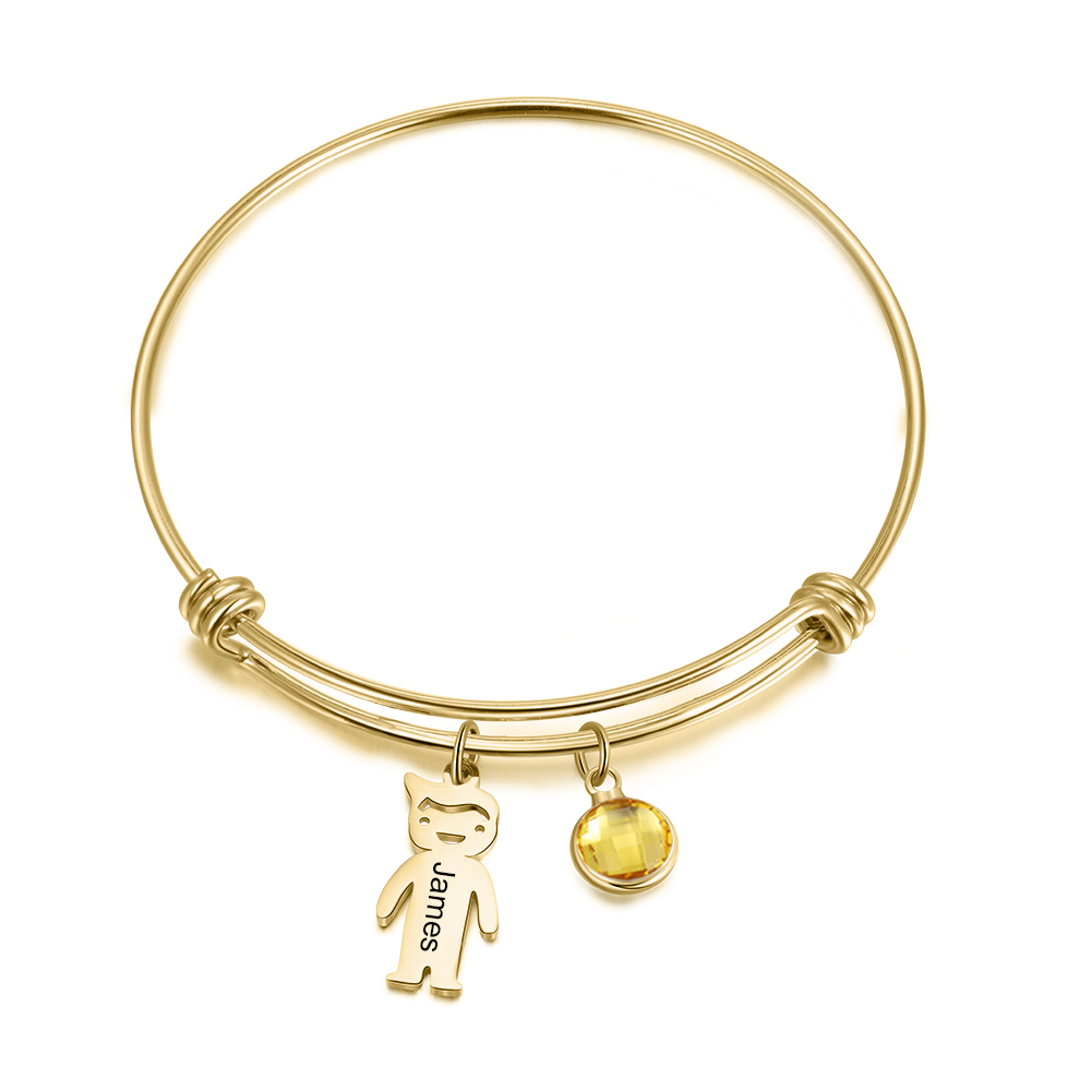 Bracciale regolabile Jessemade con 1 ciondolo per bambino e 1 pietra di nascita
