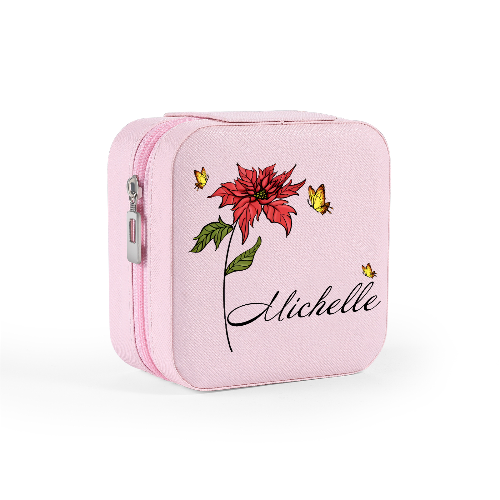 Square Jewelry Storage Photo Box-Personalised 1 Name Customized Birthflower Storage Box In Various Colors