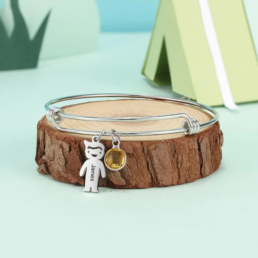 Bracciale regolabile Jessemade con 1 ciondolo per bambino e 1 pietra di nascita
