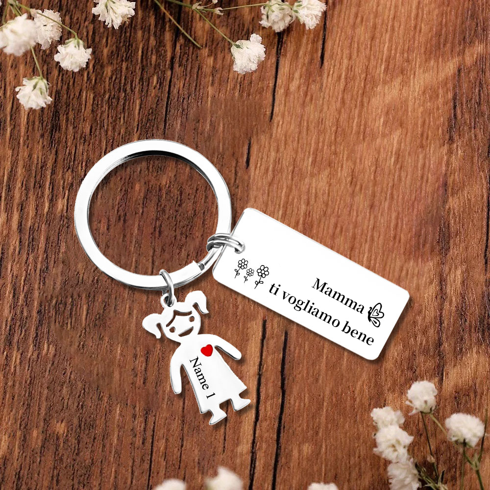 Mamma ti voglio bene-Portachiavi ciondolo bambino 1 nome personalizzato regalo per festa della mamma | Jessemade