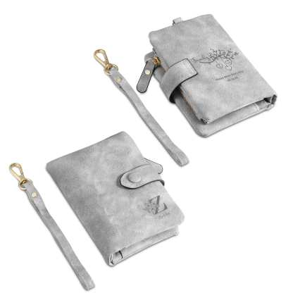 Portafoglio in PU pelle albero di vita con 4 letetre & 1 testo & 1 nome personalizzati per mamma/nonna