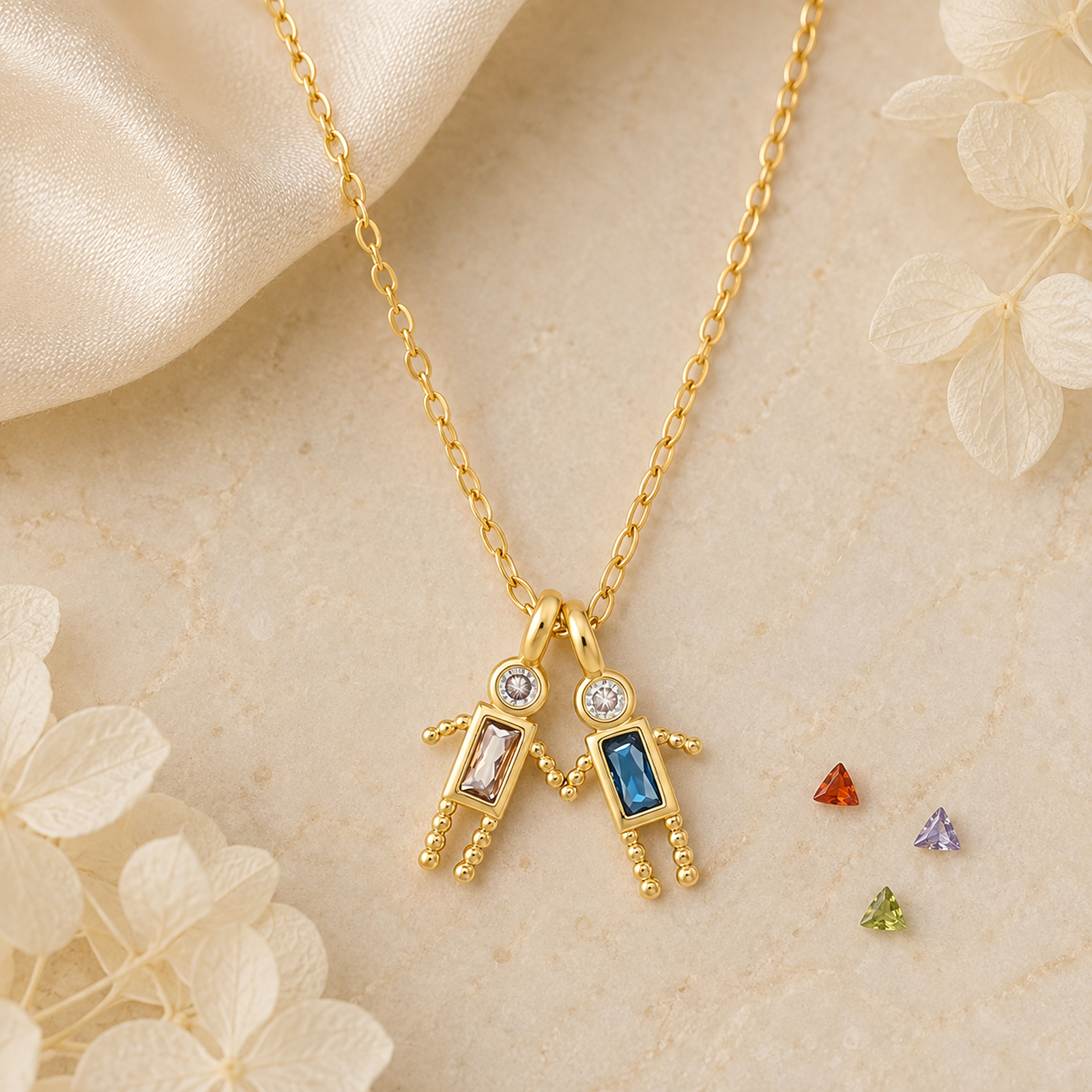 Collana Personalizzata con 1-6 Ciondoli e Pietre Portafortuna per Donna