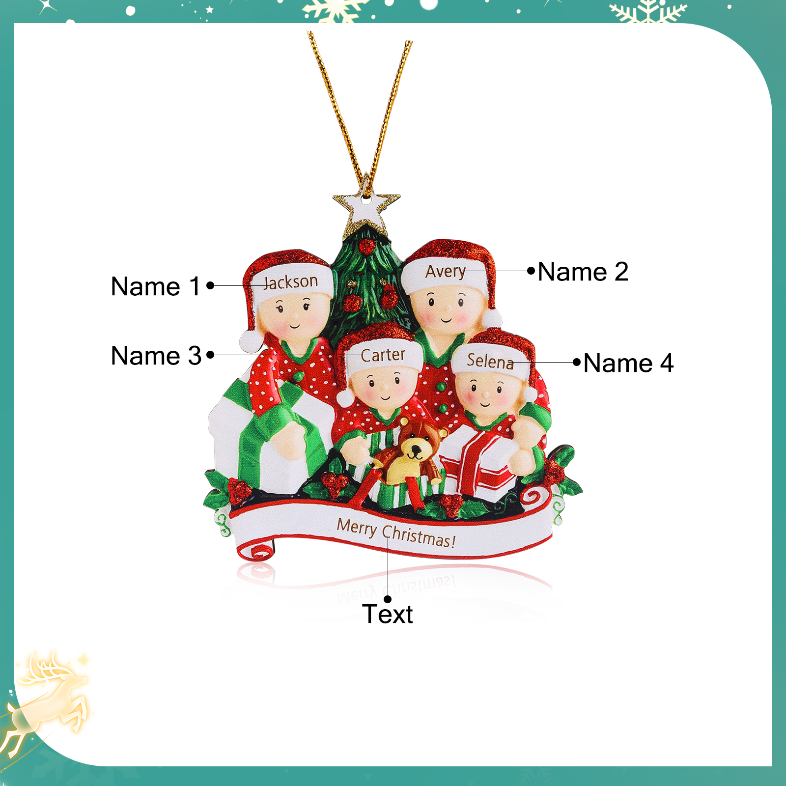 Ornamenti di Natale 4 Nomi e testi personalizzati 