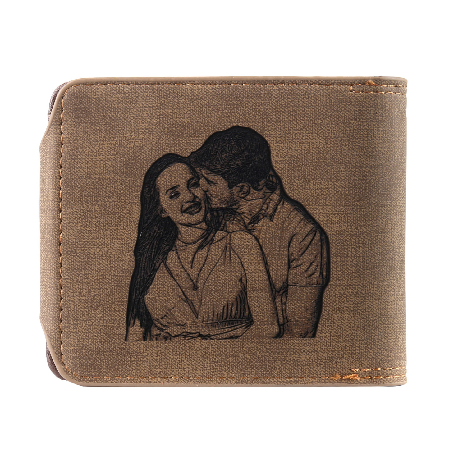 Portafoglio in PU pelle da uomo 1 nome 1 lettera e 1 foto personalizzabili regalo per uomo