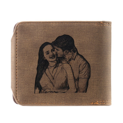 Portafoglio in PU pelle da uomo 1 nome 1 lettera e 1 foto personalizzabili regalo per uomo