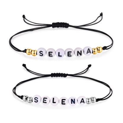 2PCS Braccialetto con perline di 2 nomi personalizzato regalo per scuola