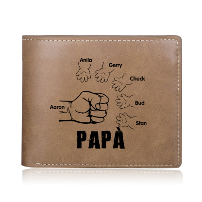 Portafoglio in Pelle PU pugno mano regalo per papà personalizzati 6 nomi