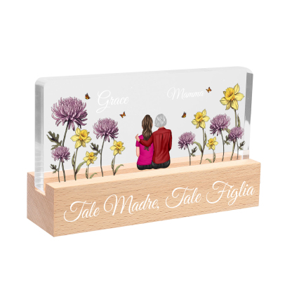  Lampada Notturna Personalizzata con Nomi, Fiori di Nascita e Abbigliamento - Regalo Speciale per la Festa della Mamma