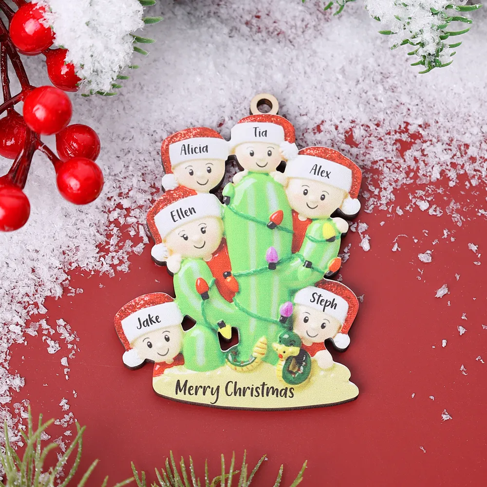 Bianco Natale mille candele... Ornamenti cactus ciondolo per albero di Natale 6 nomi personalizzati