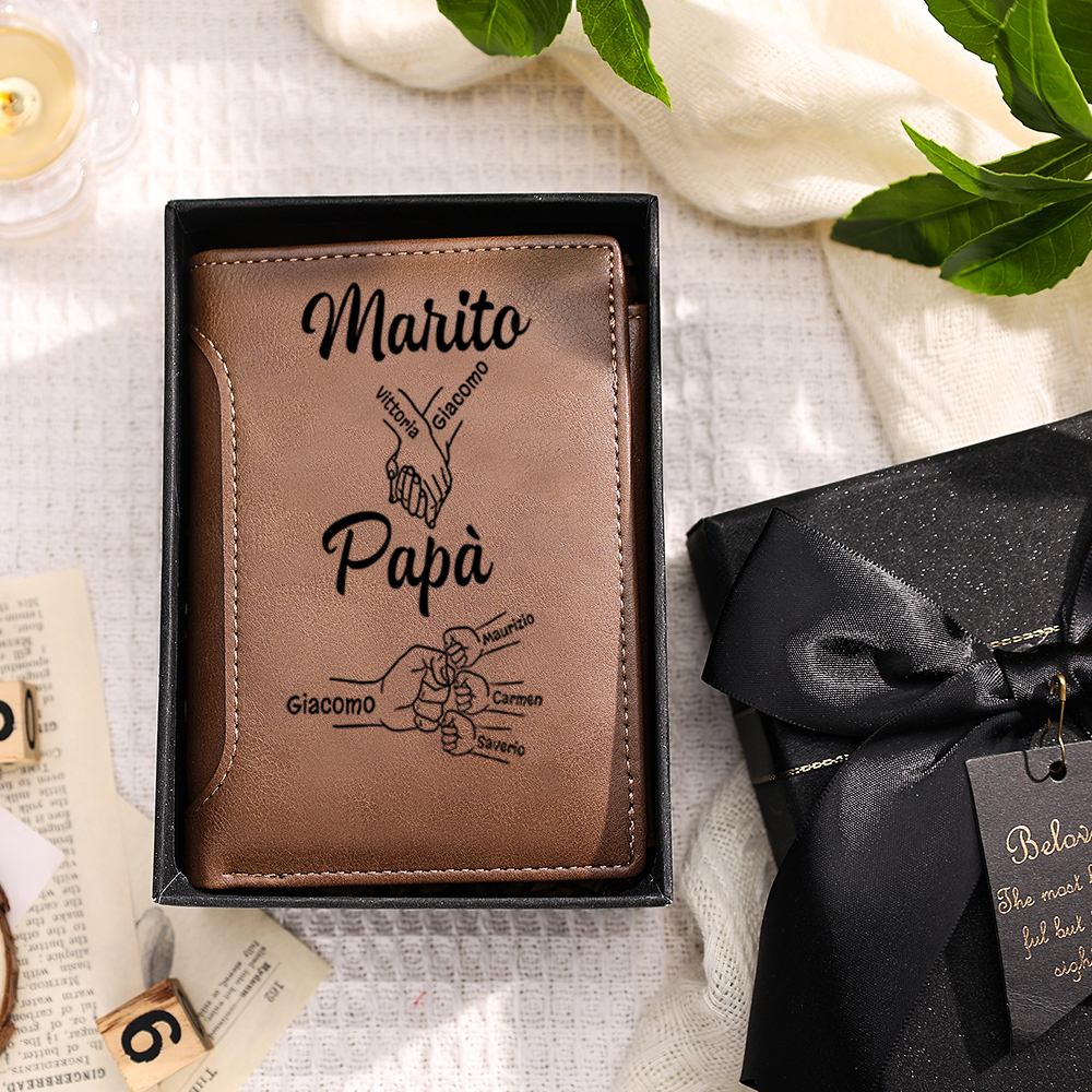Portafoglio in pelle personalizzato per marito o papà – Regalo inciso su misura per lui | Jessemade