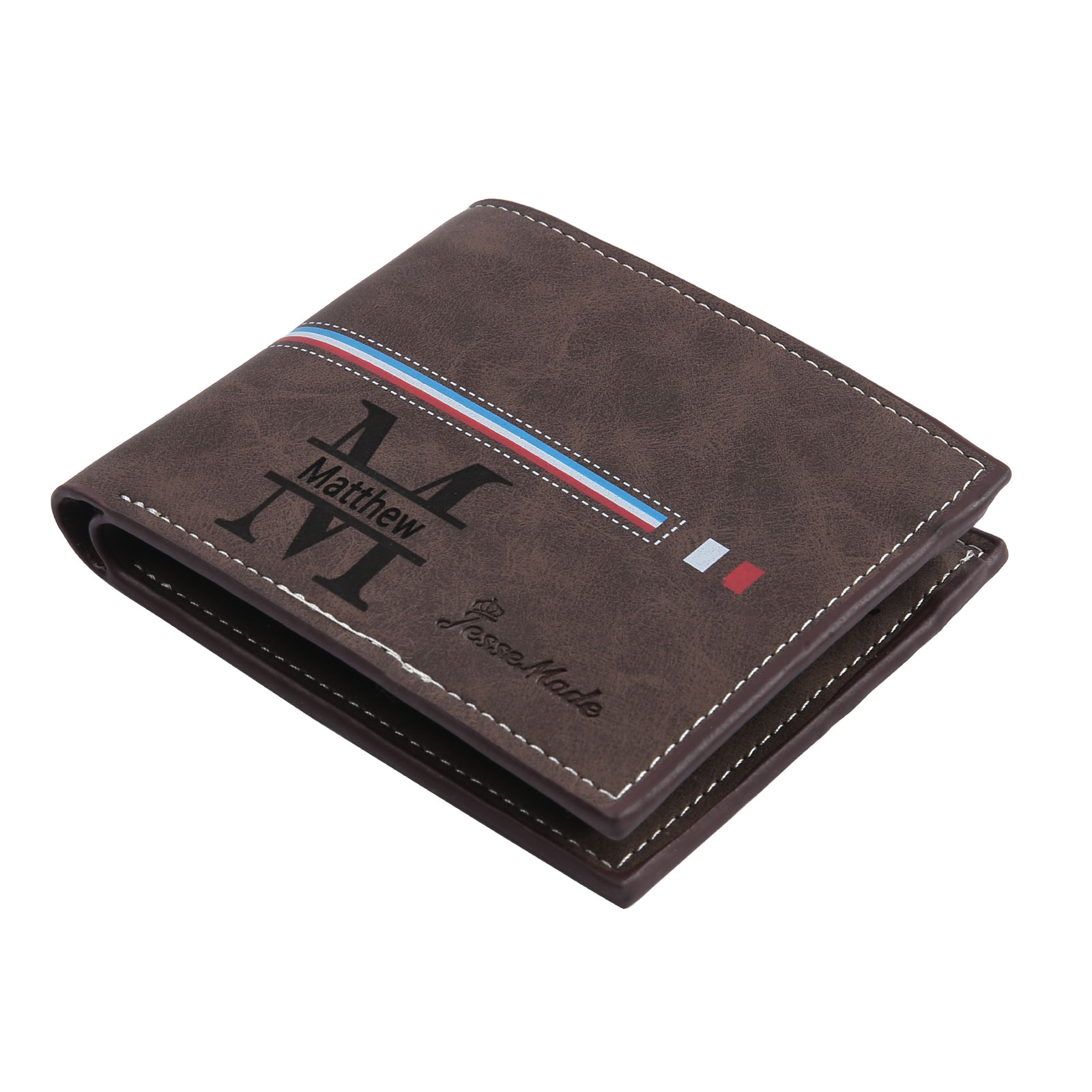 Portafoglio in PU pelle da uomo 1 nome 1 lettera e 1 foto personalizzabili regalo per uomo