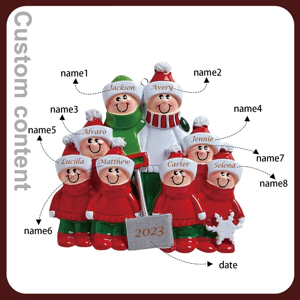 Bianco Natale mille candele... Ornamenti familiari ciondolo per albero di Natale 8 nomi personalizzati