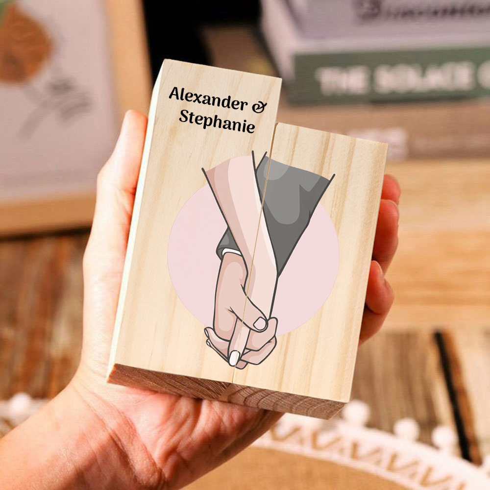 Candeliere Mano nella mano personalizzato con 1 nome regalo per coppia
