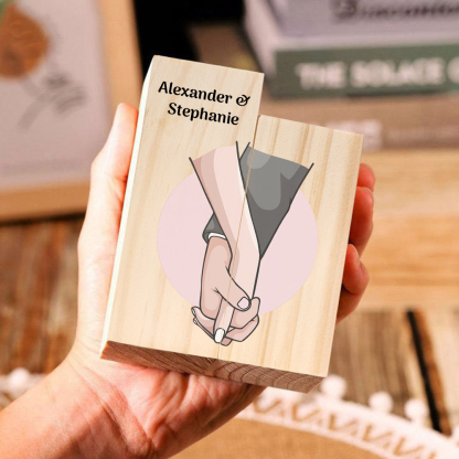 Candeliere Mano nella mano personalizzato con 1 nome regalo per coppia