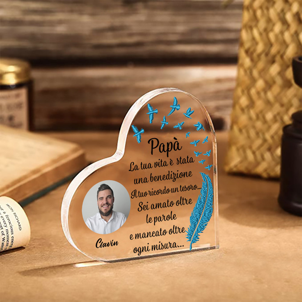 Per Papà-Decorazione acrilica commemorativa 1 nome e foto personalizzabile