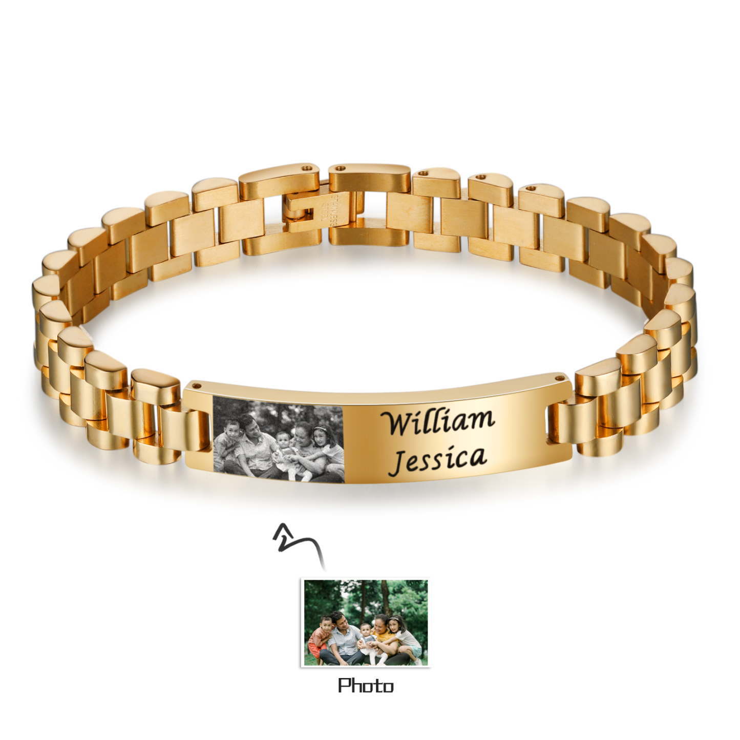 Bracciale da uomo acciaio inox con foto personalizzato
