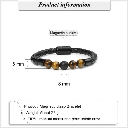 Tiger Eye Black Onyx Beaded Bracelet Men