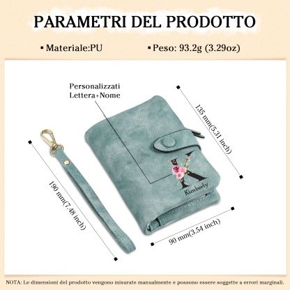 Portafoglio mano nella mano in PU pelle con 6 nomi & 1 testo & 1 lettera personalizzati per mamma