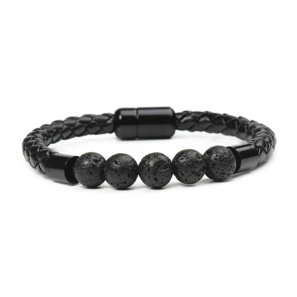 Tiger Eye Black Onyx Beaded Bracelet Men