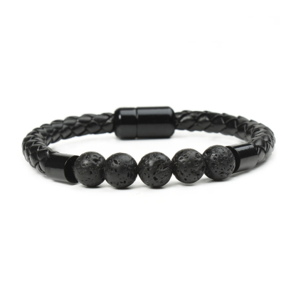 Tiger Eye Black Onyx Beaded Bracelet Men