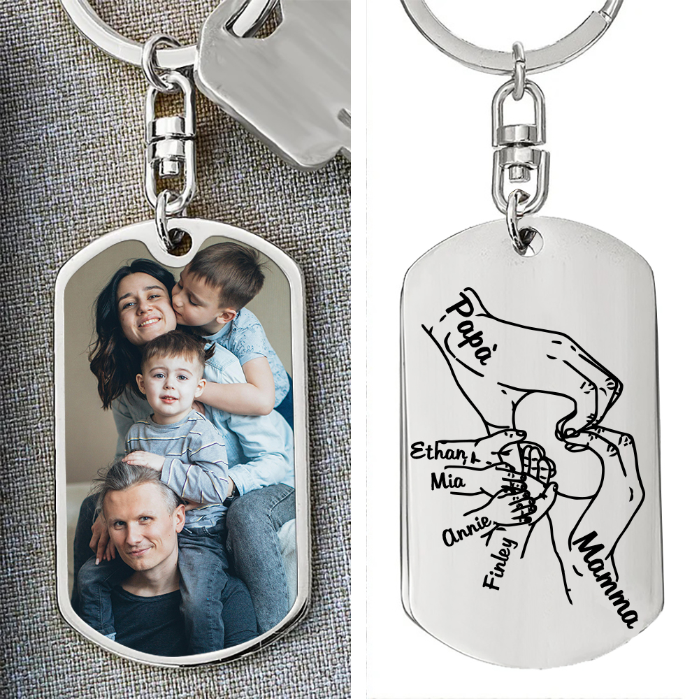 Portachiavi le mani a cuore 6 nomi e 1 foto personalizzati regalo per mamma e famiglia