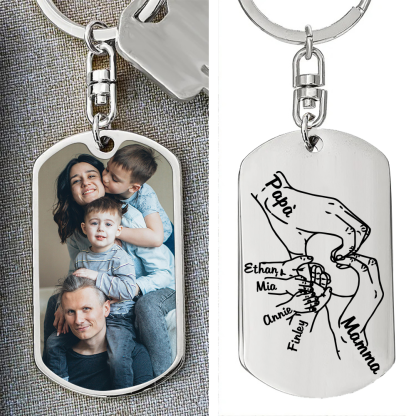 Portachiavi le mani a cuore 6 nomi e 1 foto personalizzati regalo per mamma e famiglia