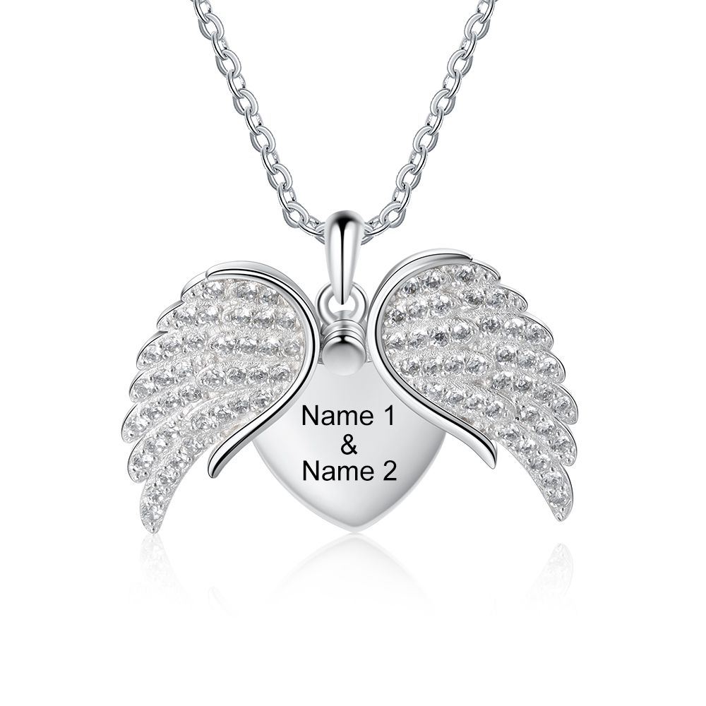 Collana con Ali d'Angelo Personalizzabile Incisione 2 Nomi Regalo di San Valentino | Jessemade