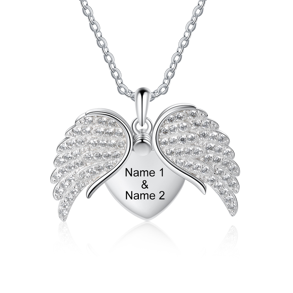 Collana con Ali d'Angelo Personalizzabile Incisione 2 Nomi Regalo di San Valentino | Jessemade