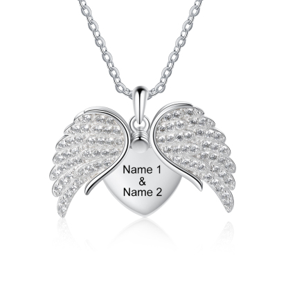 Collana con Ali d'Angelo Personalizzabile Incisione 2 Nomi Regalo di San Valentino | Jessemade