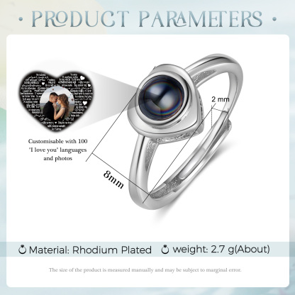 Anello regolabile con proiezione fotografica personalizzata per coppia
